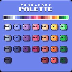 pixelland palette with different colors and shapes