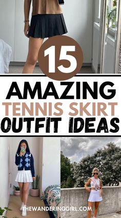 These are the best tennis skirt outfit ideas! Whether you're looking for black tennis skirt outfits, winter tennis skirt outfits, summer tennis skirt outfits, white tennis skirt outfits, casual tennis skirt outfits, fall tennis skirt outfits, pink tennis skirt outfits, and other tennis skirt outfit ideas, this post has all the inspo. Never wonder what to wear with tennis skirts again after you read this post! Black Skirt With Tennis Shoes, How To Wear Tennis Skirt, What To Wear With A Tennis Skirt, How To Style Athletic Skirt, Tennis Skirt Casual Outfit, White Tennis Skirt Outfit Street Style, Tennis Skirt Outfit Fall, Tennis Skirt Outfits Summer, Black Tennis Skirt Outfits