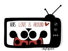 an old television with the words news love is around