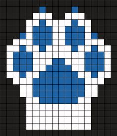 an image of a blue and white cross stitched to a black background with squares