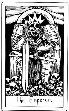 the emperor tarot card with skulls on it