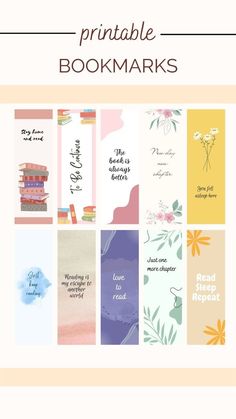 the printable bookmarks are designed to look like books with flowers and leaves on them