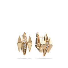 The Finley Earrings - Solid Gold & White Diamond Triptych Earrings Gold And Diamond Rings For Women, Modern Diamond Earrings, Futuristic Jewelry, Modern Diamond Jewelry, White Diamond Earrings, Modern Jewellery Design, Diamond Earring, Carbon Neutral, Expensive Jewelry