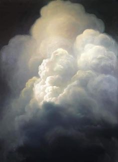 an oil painting of clouds in the sky