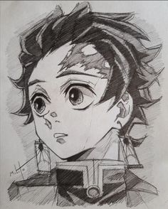 a drawing of a boy with big eyes