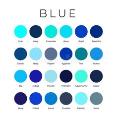 blue color chart with the names and colors for each type of paint scheme royalty illustration