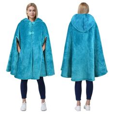 For most occasions, this hooded poncho is your ideal choice. With flat shoes, boots, sports shoes, both casual and fashionable, you will get a lot of compliments. One size fits most people, solid colors are versatile, everyone can wear a unique style. Can be worn like sweaters, take the place of jackets and coats. Take it wherever you need it. Spacious poncho for adults and teens. It is a good gift for Christmas, Thanksgiving, birthday, Mother's Day. Color: Blue. Fleece Poncho, Cloak Coat, Blanket Poncho, Womens Poncho, Hooded Poncho, Poncho Cape, Wearable Blanket, Blanket Gift, Outdoor Wear