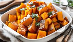 a white bowl filled with cooked sweet potatoes