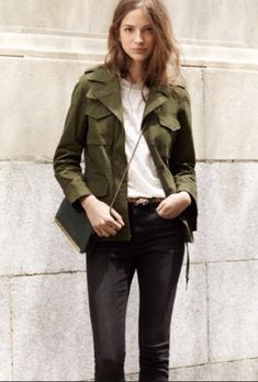 Super cute jacket by Madewell. Color is dark olive green. XS. Army Green Jacket Outfit, Olive Jacket Outfit, Olive Green Jacket Outfits, Green Jacket Outfit, Olive Green Outfit, Dark Green Jacket, Green Pants Outfit, Olive Green Coat, Olive Clothing