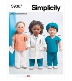 three dolls are standing next to each other in front of a blue background with the words simplicity written on it