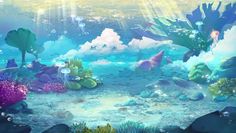 an underwater scene with fish and plants