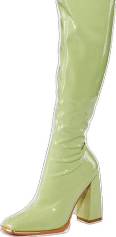 Green High Heel Synthetic Boots, Green Synthetic Boots For Spring, Green Almond Toe Boots For Spring, Spring Green Almond Toe Boots, Green Boots For Party, Green Medium Width Boots For Party, Green Boots For Party, Medium Width, Fitted Green Almond Toe Boots, Fitted Green Boots With Almond Toe