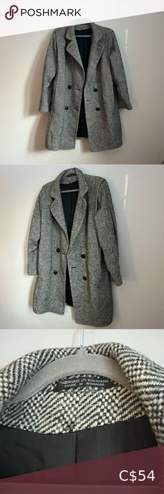 Wool blend tweed trench jacket