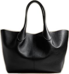 Luxury Large Shoulder Bag With Removable Pouch, Elegant Tote Bag With Leather Lining, Elegant Large Capacity Satchel, Chic Top Handle Bucket Bag, Elegant Shoulder Bag With Double Handle And Leather Lining, Timeless Black Shoulder Bag For Shopping, Elegant Double Handle Shoulder Bag With Leather Lining, Elegant Large Satchel For Shopping, Elegant Black Bucket Bag With Smooth Grain