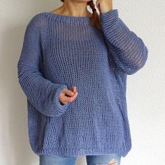 Knitted oversized sweater. Practical and convenient.Great addition to your everyday clothing.MADE TO ORDER!!!It takes 3-4 weeks before item is made and ready to ship!Material: 50% Cotton 50% AcrylicSize:One size fits for all - Small/Medium/LargeMeasurements:Length 73 cm (28.7 '')Width 57 cm (22.4 '')In picture knitted product is demonstrated on S size model with 160 cm in height.Knitted and crocheted clothing by ConexosStudio! Oversized Hand Knitted Spring Sweater, Casual Oversized Knitted Tops, Oversized Casual Knit Tops, Oversized Knitted Crew Neck Top, Casual Chunky Knit Oversized Knitting Pattern, Casual Oversized Chunky Knit Pattern, Hand Knitted Casual Sweater, One Size, Bohemian Crew Neck Knitted Sweater, Oversized Bohemian Knitted Sweater