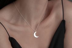 "14K Gold Moon Necklace, This Is Us Moon Necklace, Crescent Moon Necklace, Dainty Gold Moon Pendant, Gift For Her      ❃  H O W . TO * O R D E R  ❃        - Step 1 : Choose the style (Rose Gold etc.)        - Step 2 : Choose necklace length (14 to 24 inc)               - Step 3 (Optional)  : Please chose your model.And write the model you choose in the ''Personalisation Box ''                          For example:  Model 3         ❃  DETAILS, MATERIAL  ❃       - Material: High Quality Solid 925 Moon Jewelry Necklace, Moon Silver Necklace, Moon Pendant Necklace Silver, Elegant Moon Phase Necklace In Moon Shape, Anniversary Jewelry With Half Moon Charm, Anniversary Half Moon Jewelry With Moon Charm, Anniversary Half Moon Charm Jewelry, Sterling Silver Moon Charm Necklace For Anniversary, Sterling Silver Necklaces With Moon Charm For Anniversary