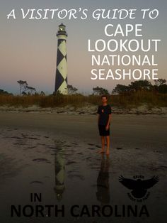 a man standing on the beach in front of a light house with text overlay