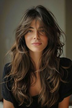 Butterfly Haircuts: A Bold New Look Long Bangs For Wavy Hair, Long Hair With Layers And Fringe, Long Wavy Hair Curtain Bangs Layers, Heavy Fringe Long Hair, Clip In Curtain Bangs, Hair Cuts Long Hair Layers Bangs, Boho Haircuts For Long Hair, Layers For Wavy Hair Long, Wispy Layers Long Hair