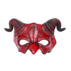 PRICES MAY VARY. Red Ram Horns Demon Mask: The realistic red devil sheep halloween mask has blood skin and scary satan horns. Glossy dark red finish with blackened effects that brings out the texture and character. The goat man half face demon masks feature with realistic appearance, it’s a good choice for you to joke with your friends or to scare someone anywhere. Half Face Design: The half face design mask does not affect breathing, and the big eye holes don't take away any peripheral vision a Sheep Mask, Mask Scary, Demon Mask, Scary Haunted House, Masquerade Halloween, Devil Mask, Mascaras Halloween, Haunted House Props, Half Mask