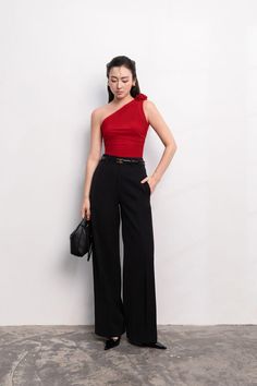 Micah Straight Wide Leg Crepe Ankle Length Pants | MEAN BLVD Mean Blvd, Rayon Top, Red Shop, Leg Design, Ankle Length Pants, Outfits Casual, Silk Crepe, Crepe Fabric, Pants Outfit