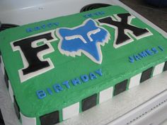 a birthday cake for a fox racing fan