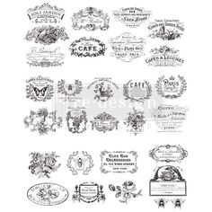 vintage labels and emblems in black and white