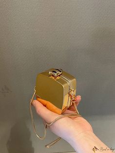 Bird in Bag - Petite Metallic Purse Perfect for Daily and Evening Use Modern Gold Square Box Bag, Modern Gold Box Bag For Gift, Gold Box Bag For Office, Metallic Purse, Chain Pattern, Gold Bag, Bag Style, Box Bag, East West