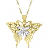 Two Tone Butterfly Shaped Pendant Necklace 14K White & Yellow Gold Gold Butterfly Necklace, Rose Gold Chain Necklace, Rose Gold Butterfly, Black Hills Gold Jewelry, Rose Gold Pendant Necklace, Butterfly Necklace Gold, 14k Yellow Gold Necklace, Necklace Rose Gold, White Gold Chains