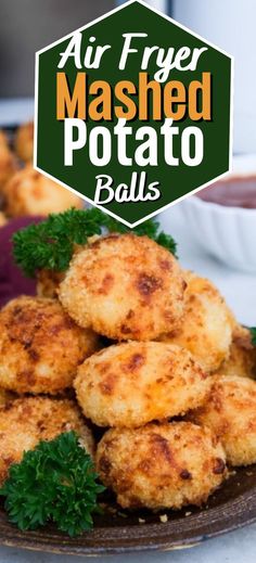 air fryer mashed potato balls on a plate