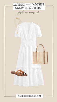 11 Modest and Classic Summer Outfits for Women Over 50 - MY CHIC OBSESSION Summer Outfits For 50 Year Old Women 2023, Walmart Ladies Clothes, Women Summer Holiday Outfits, Style 2024 Womens Fashion Summer, White Linen Dresses For Women, Spring Shoes 2024 Women, Summer Outfits 2023 Over 40 Plus Size, Classic Summer Fashion, Dresses For Summer 2024