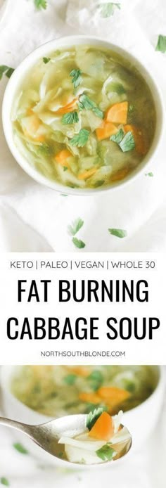 Fat Burning Cabbage Soup, Fedtforbrændende Mad, Quick Fat Loss, Fat Loss Foods, Diet Healthy, Keto Paleo, Vegan Keto, Paleo Whole 30