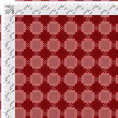 a red and white cross stitch pattern with hearts in the center, as well as an outline