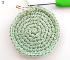 the crochet circle is being worked on