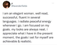 an image of a woman on twitter with the caption'i am an elegant woman, well read, successful flunt in several languages