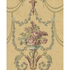 an ornate wallpaper with flowers and vines