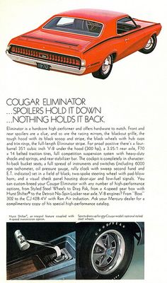 an old car advertisement for the chevrolet el caminor, which is red and black