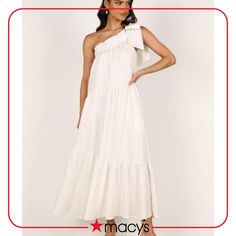 in stock Chic One-shoulder Cotton Midi Dress, Elegant One Shoulder Cotton Dress, Elegant One-shoulder Cotton Dress, Feminine One-shoulder Midi Dress For Day Out, One Shoulder Cotton Dress For Day Out, Cotton One Shoulder Dress For Day Out, Cotton One-shoulder Dress For Day Out, Casual One-shoulder Cotton Dress, Summer White One-shoulder Maxi Dress