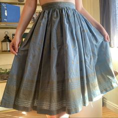 Waist: 25” Open To Reasonable Offers! Piano Skirt, Vintage Skirts 1950s, Vintage Paisley, Vintage Skirts, 1950s Vintage, Full Skirt, Vintage Skirt, Blue Gold, Vintage Ladies