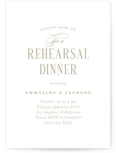 a white and gold wedding dinner card