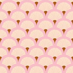 an abstract pink and brown pattern with fan shapes