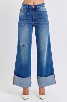 Judy Blue Distressed High Waist Wide Leg Jeans High Rise Boyfriend Jeans, High Waist Wide Leg Jeans, Denim Collection, Fashion Pieces, Edgy Look, Chic Fashion, Trendy Accessories, Wide Leg Denim, Top Selling