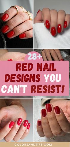 Transform your style with these red nail designs! Find the best simple, fun, & trendy ideas in stunning shades like cherry red, wine, black, gold, &more. Perfect for short & pretty nails in both acrylic and natural styles. Get inspired by the trendy nail art of the season, from bright & sparkly to dark & gloss. Don't miss out on these prom-ready nail inspo pics! Red nails, Cherry red nails, Black and gold designs. Coral red nails. Cute nails. Summer red nails. Dark nails. Bright nails. Short Pretty Nails, Coral Red Nails, Red Nails Cute, Red Nails Cherry, Nails Cherry Red, Summer Red Nails, Cute Red Nails