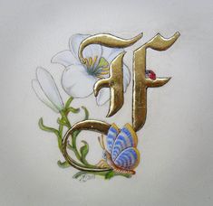 the letters f and f are decorated with flowers