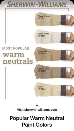 the most popular neutral paint colors from sherylin - williams, which are available in various