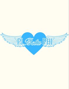 a blue heart with wings and the word delta phi on it