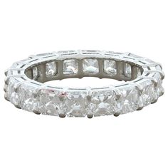 This luxurious eternity band features 5.68 carats of asscher cut diamonds. The diamonds are top quality VS white diamonds. The diamonds are beautifully prong set in platinum. Currently ring size 7 Memory Ring, Boho Jewellery Necklaces, Contemporary Engagement Rings, Vvs Diamond, Asscher Cut Diamond, Full Eternity Ring, Eternity Band Ring, Asscher Cut, Jewelry Rings Diamond