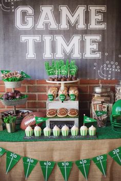 a football themed party with game time decorations