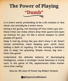 the power of playing dum is written on a piece of paper with writing underneath it