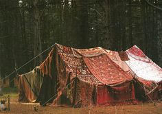 Tent In The Woods, Red Tent, Blanket Fort, Ansel Adams, Boho Home, Glamping, Caravan