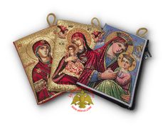 Wallet With Orthodox Holy Theotokos Icon with Angels, Velvet Orthodox Garment & Prayers, www.Nioras.com - Byzantine Orthodox Art Store - Byzantine Icons, Mount Athos Incense, Orthodox Church Supplies, Wedding Gifts ... Theotokos Icon, Orthodox Family, Orthodox Art, Mount Athos, Byzantine Art, Byzantine Icons, Orthodox Church